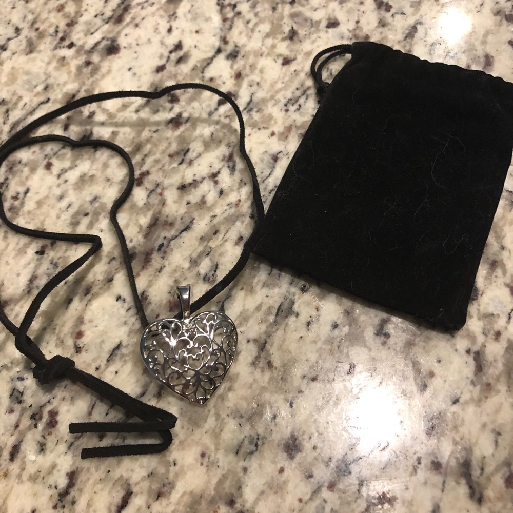 Silver and leather necklace
